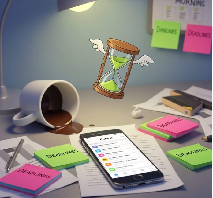 Cluttered Desk Chaos: Time Management Struggle Cluttered Desk Chaos: Time Management Struggle