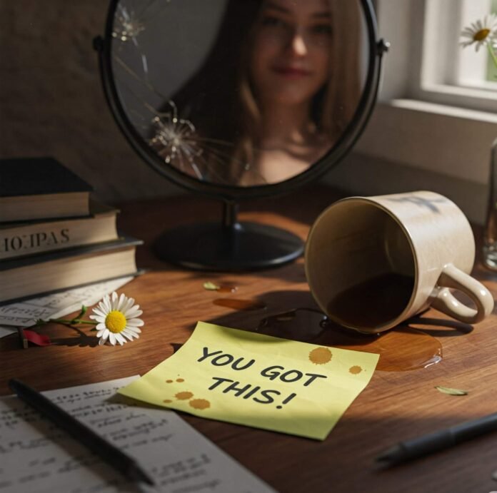 Spilled coffee stains sticky note Spilled coffee stains sticky note