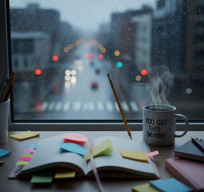 Seattle Desk Chaos: Hopeful Journal & Coffee in the Rain Seattle Desk Chaos: Hopeful Journal & Coffee in the Rain