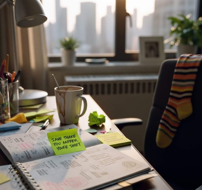 Chicago Apartment Desk: Clutter, Coffee & Motivation Chicago Apartment Desk: Clutter, Coffee & Motivation