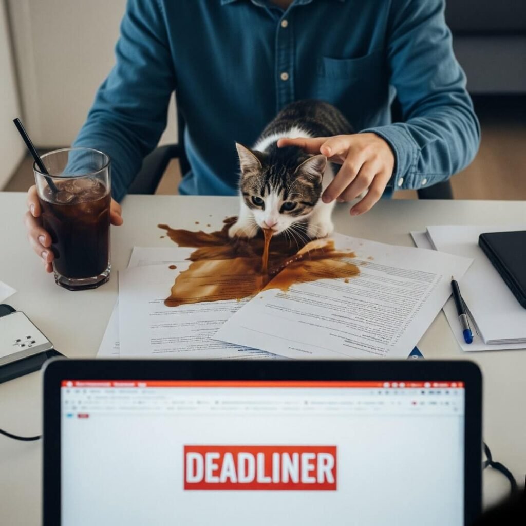 Catastrophe: Muffin vs. Deadline Coffee Spill