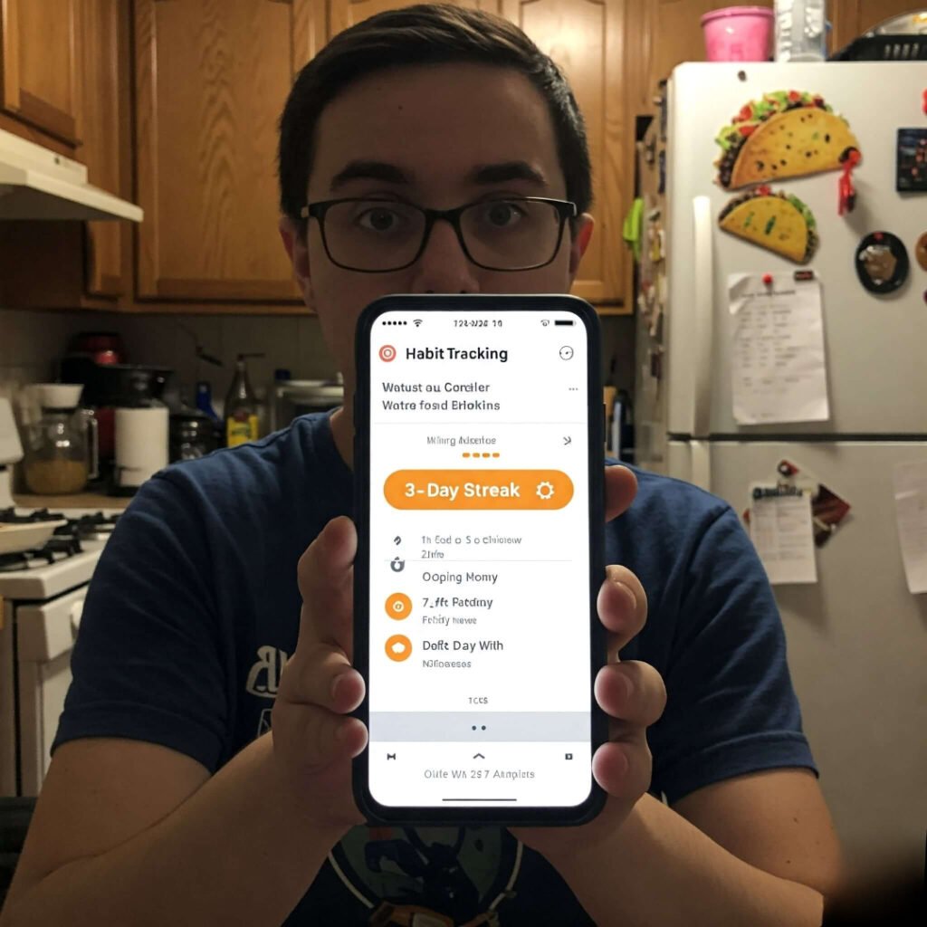 Habit App Selfie Kitchen