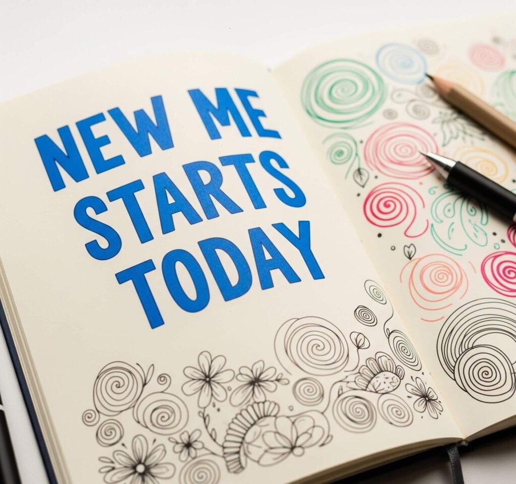 "NEW ME STARTS TODAY" Notebook: Doodles & Broken Resolutions