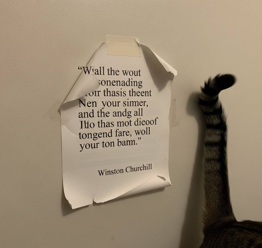 Churchill Quote Wall Art with Cat Tail