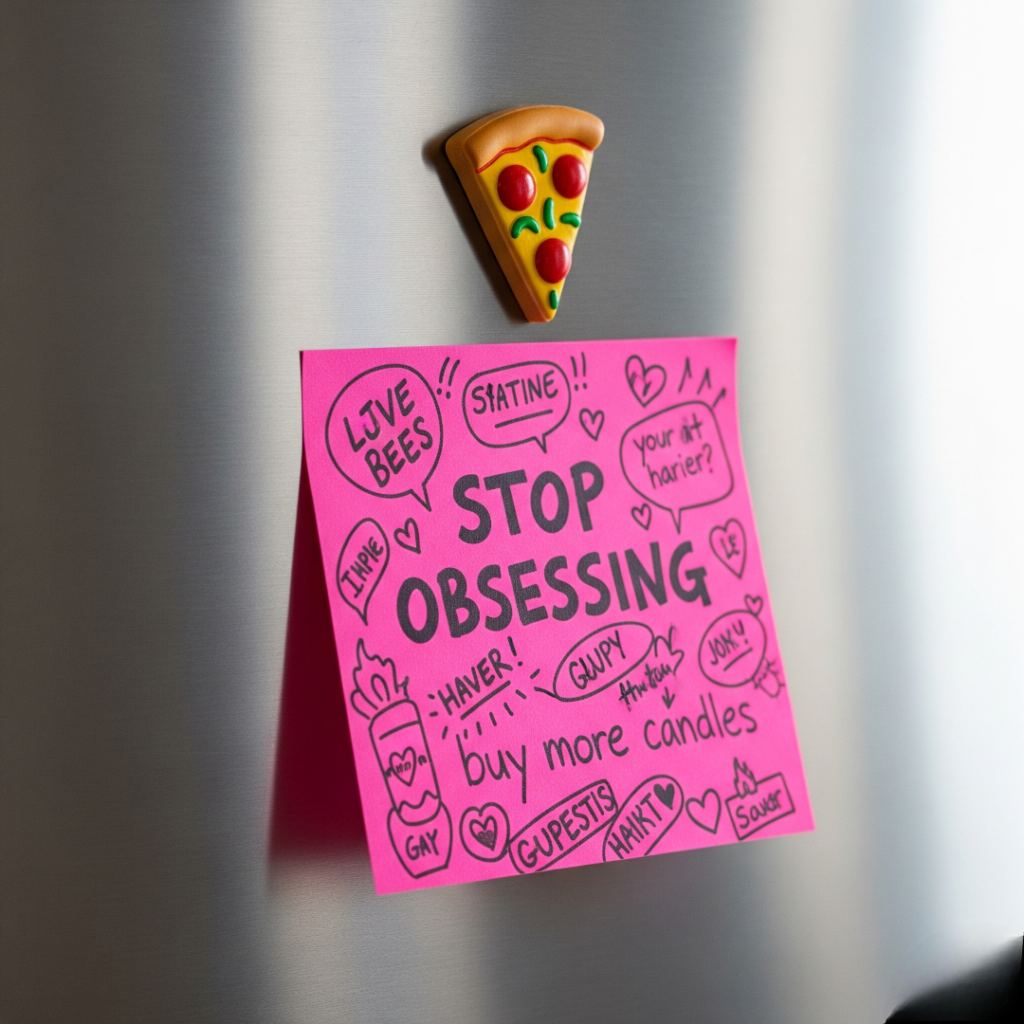 Chaotic Self-Care Notes: Pink Sticky & Pizza Magnet