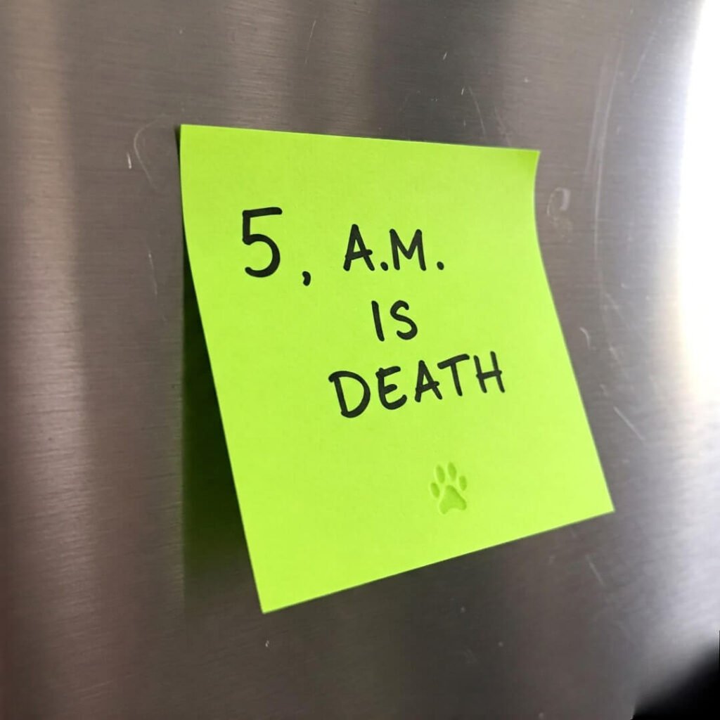 Sticky Note 5am Fail