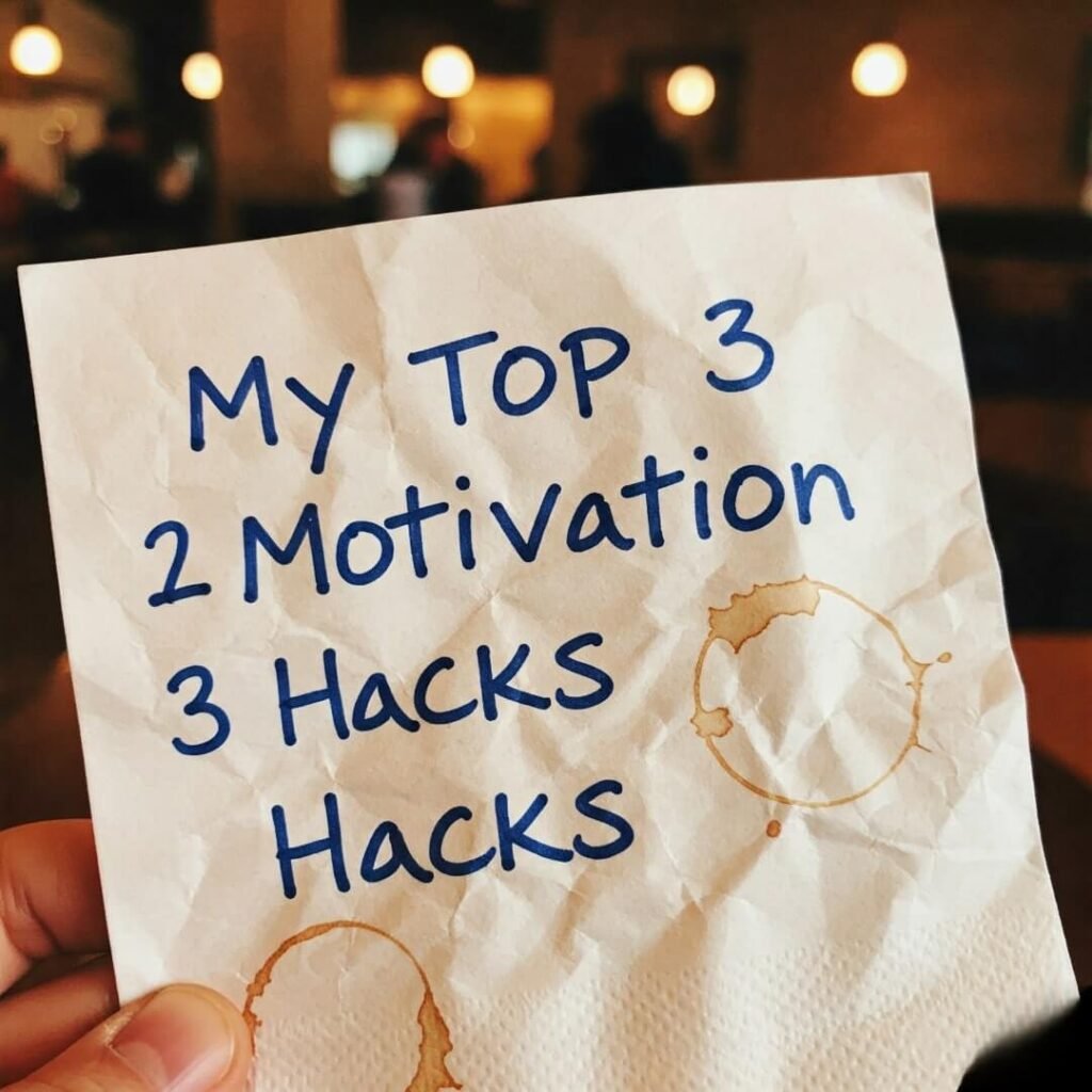 Napkin Motivation List