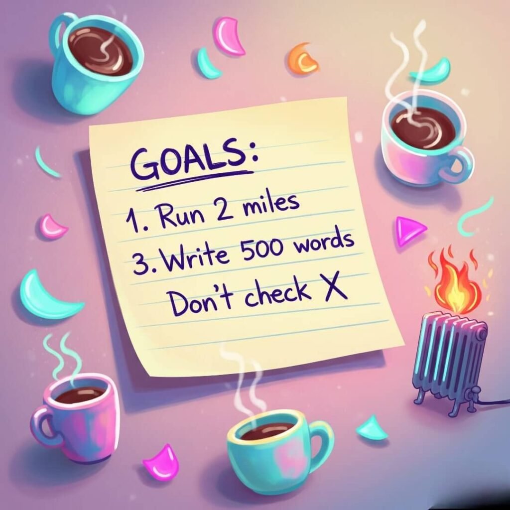 Chaotic Goals, Vibrant Energy: Sticky Note Productivity