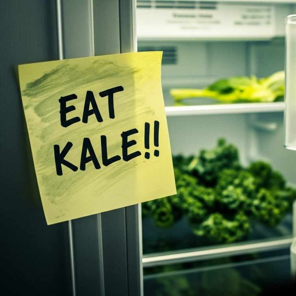 Kale Fail: Fridge Note & Wilted Dreams