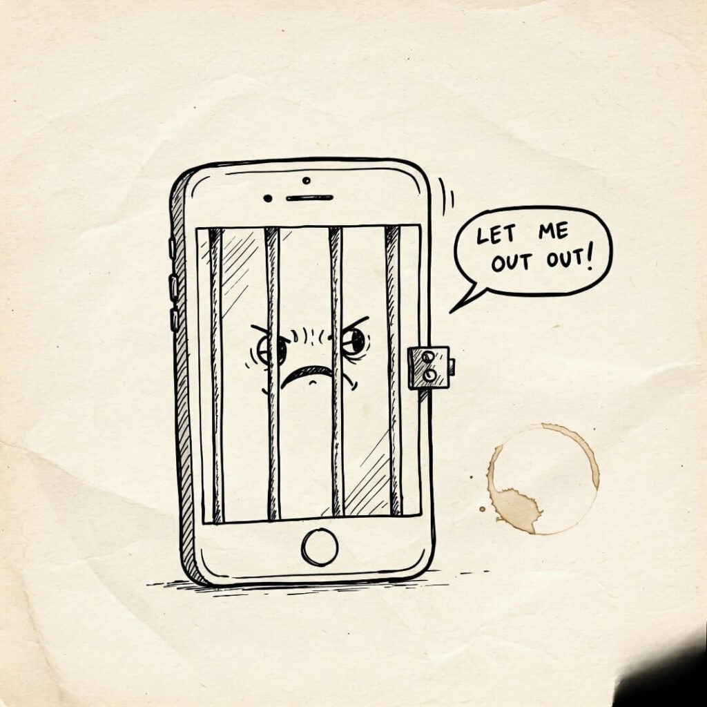 Phone Jail Doodle: Playful Take on Digital Detox
