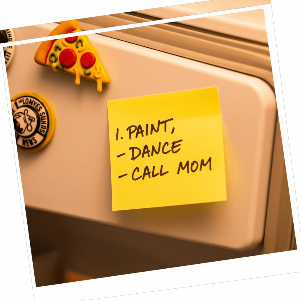 Fridge self-care: sticky note reminder