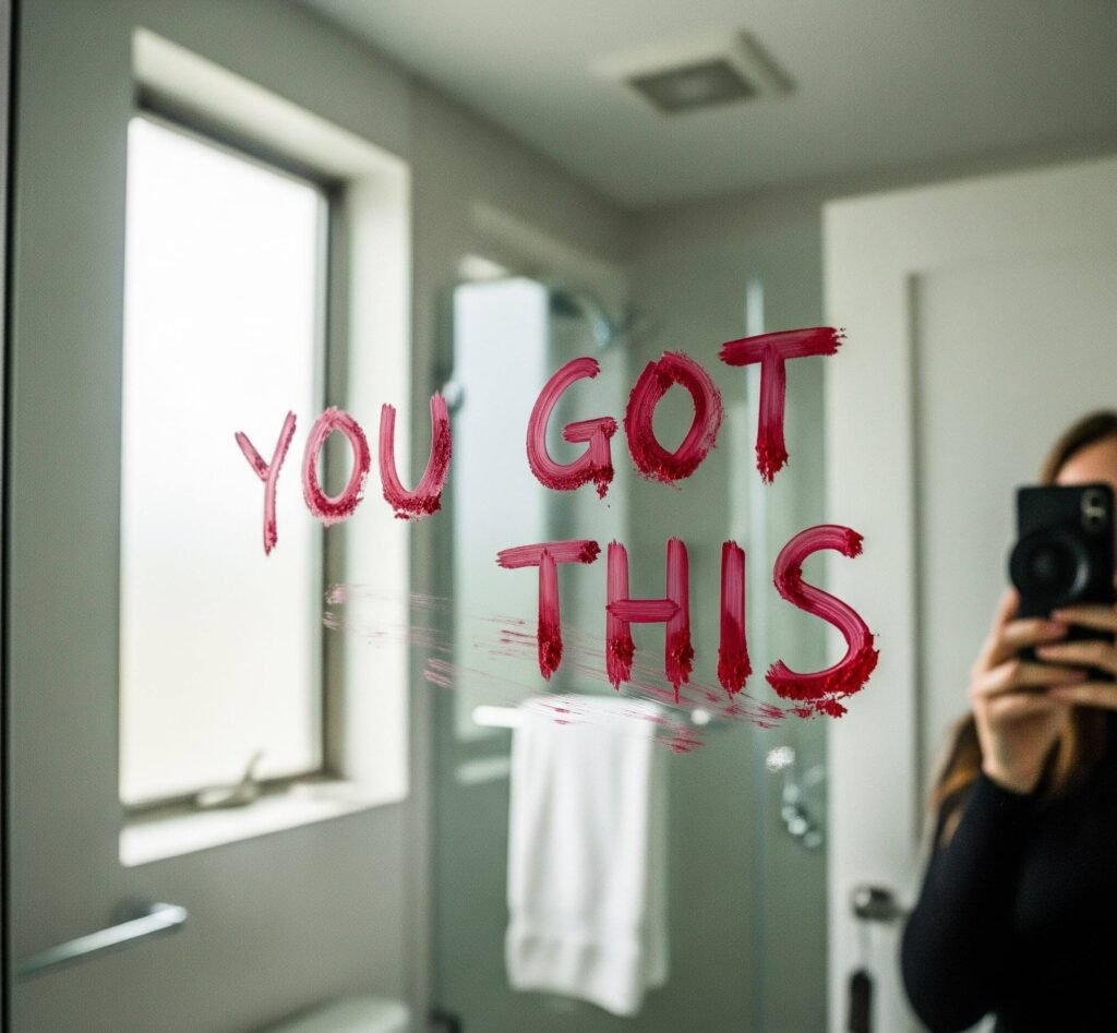 Smudged "YOU GOT THIS" Lipstick Mirror Motivation