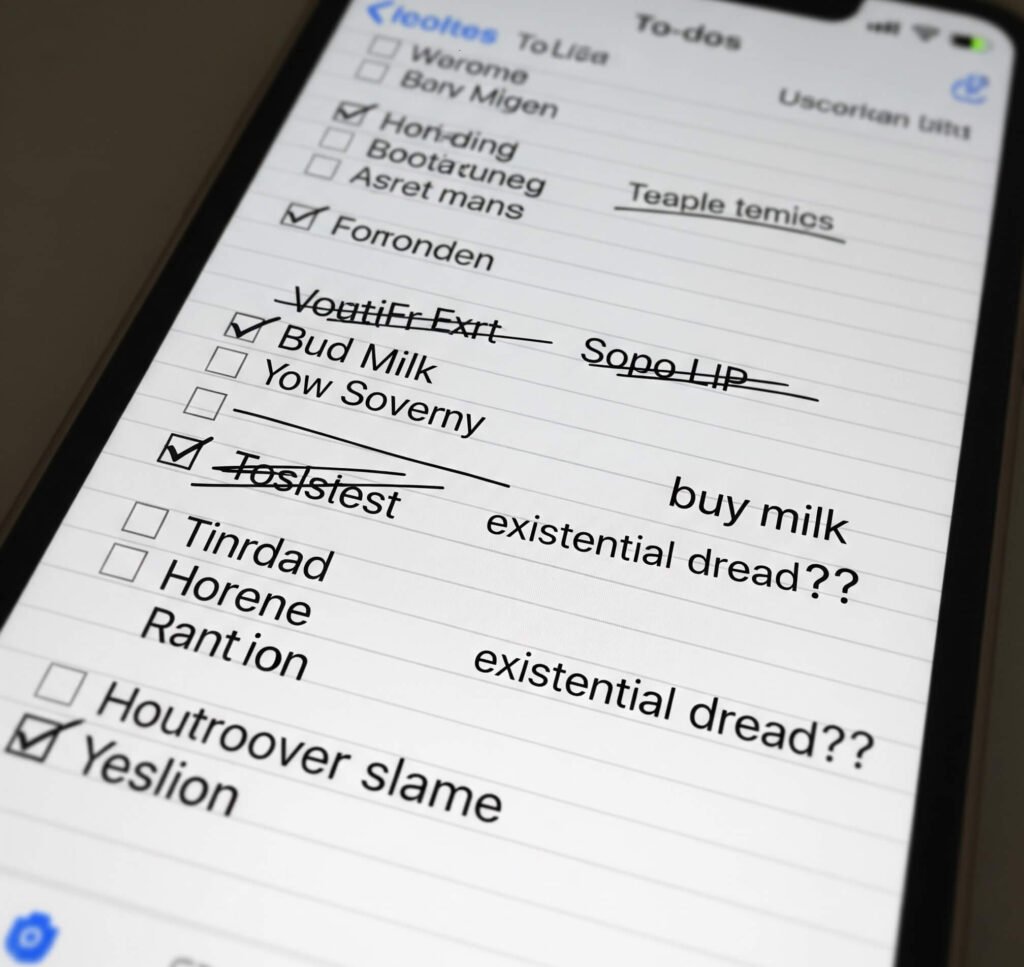 Notes App Chaos: To-Do Lists & Existential Dread Screenshot