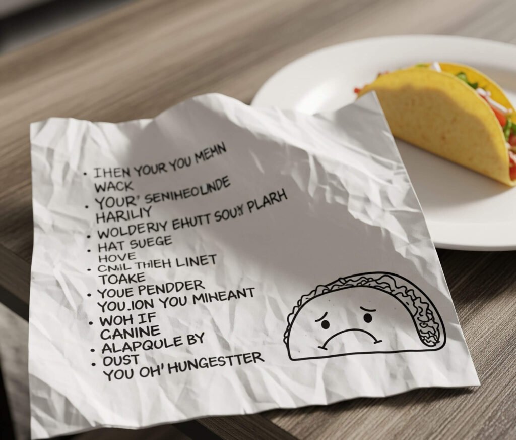 Taco & Motivational Napkin on Coffee Table