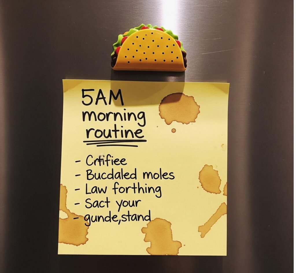 5 AM Routine: Coffee-Stained Goals & Taco Magnet