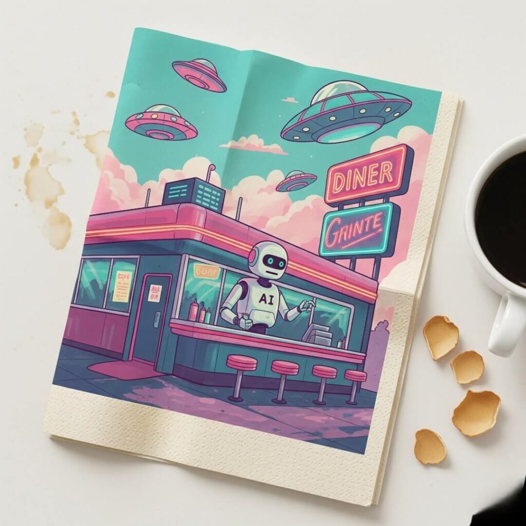 Doodle Dreams: AI Diner Sci-Fi Sketch