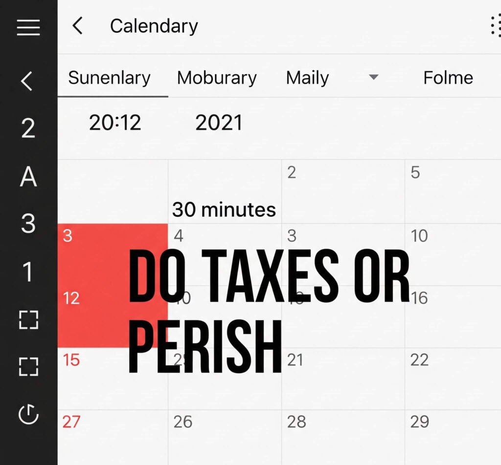 Urgent Tax Reminder: "Do Taxes or Perish" Calendar Alert
