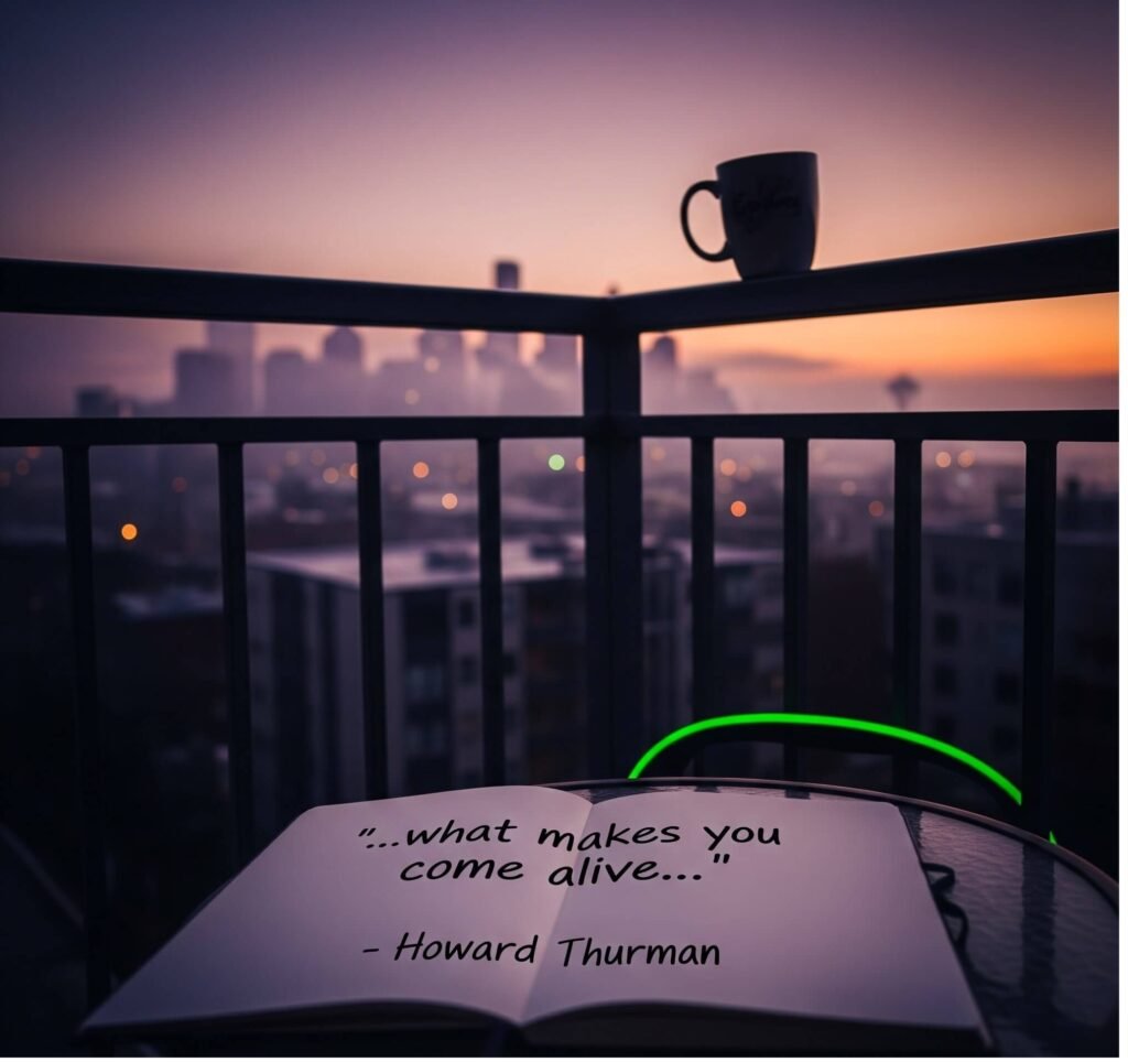 Seattle Balcony: Dusk, Howard Thurman & Coffee