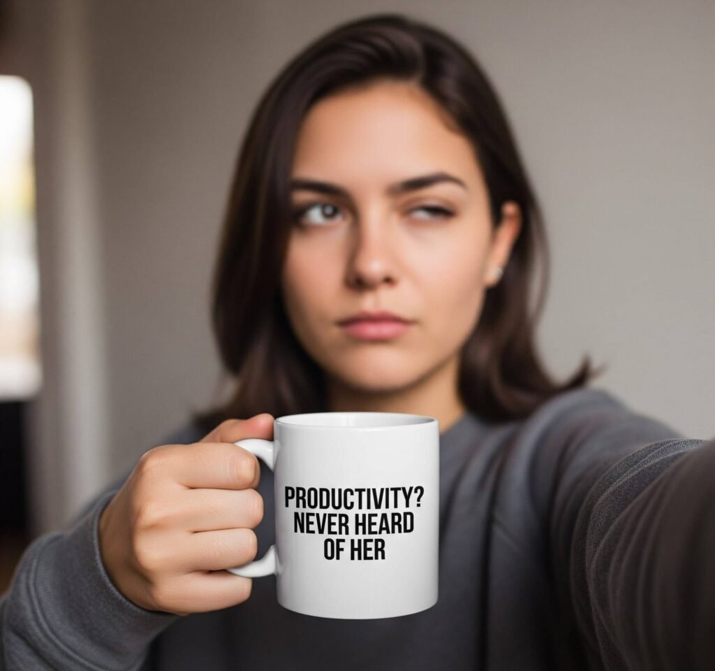 Productivity Eye-Roll: A Relatable Selfie