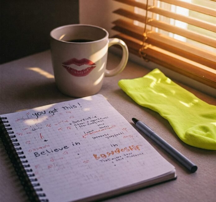 Messy Desk Positivity & Yellow Sock