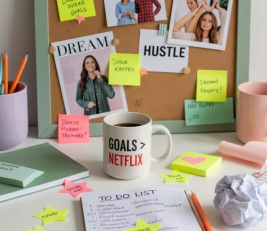 Goal Setting for Beginners: A Step-by-Step Guide Cluttered Desk: Goal Setting & Vision Board Inspiration