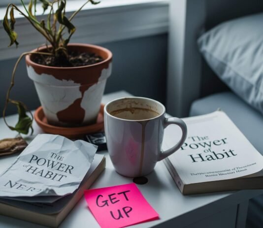 Morning Routine for Motivation and Energy Messy Morning Motivation: "The Power of Habit" & "GET UP" Sticky Note