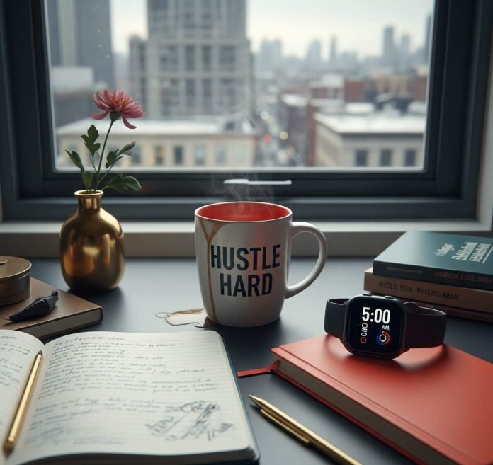 Cluttered Desk: Early Morning Hustle to Millionaire Dreams Cluttered Desk: Early Morning Hustle to Millionaire Dreams