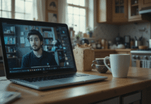 The Best Motivational Videos to Watch Every Morning laptop vid play, mug block; kitchen hype clutter.